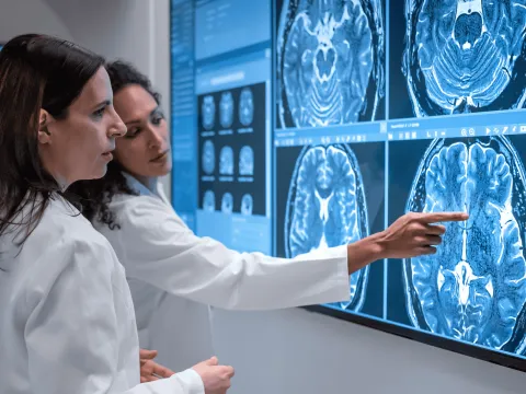 Doctor looking at x-rays