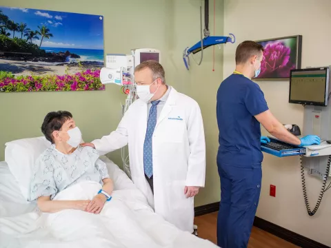 Dr. Decker with patient