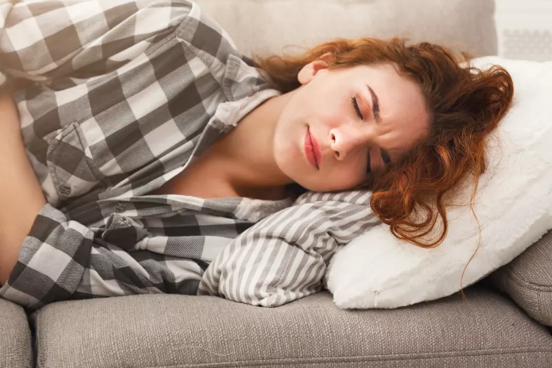 Woman with stomach pain
