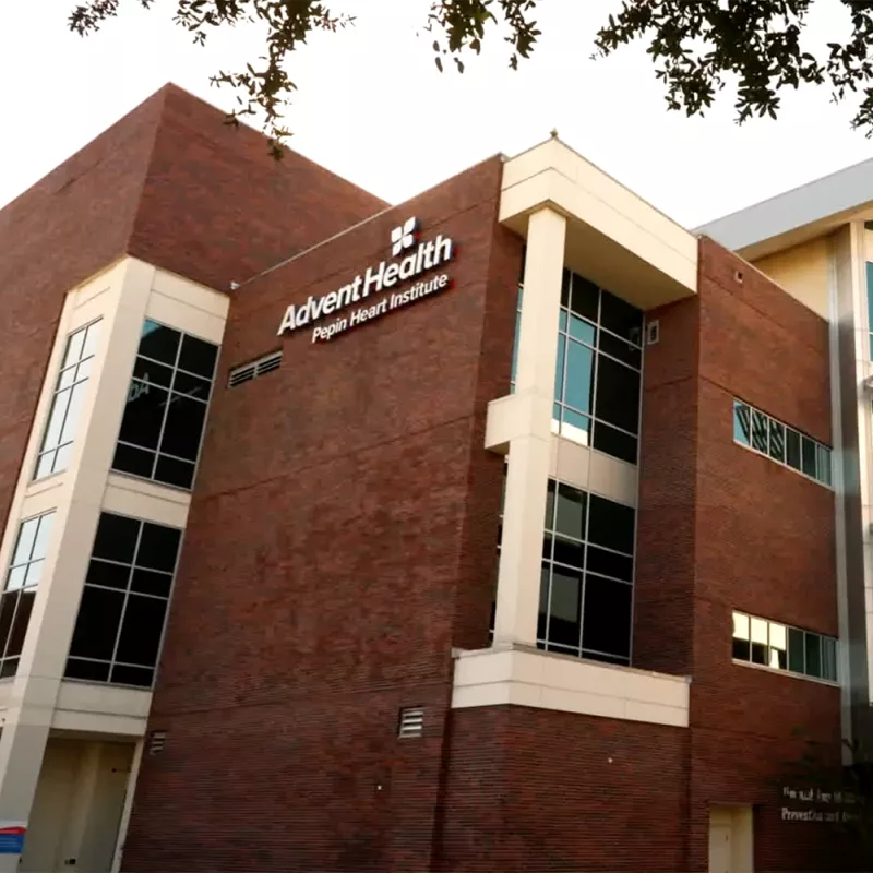 Exterior of AdventHealth Pepin Heart Institute.