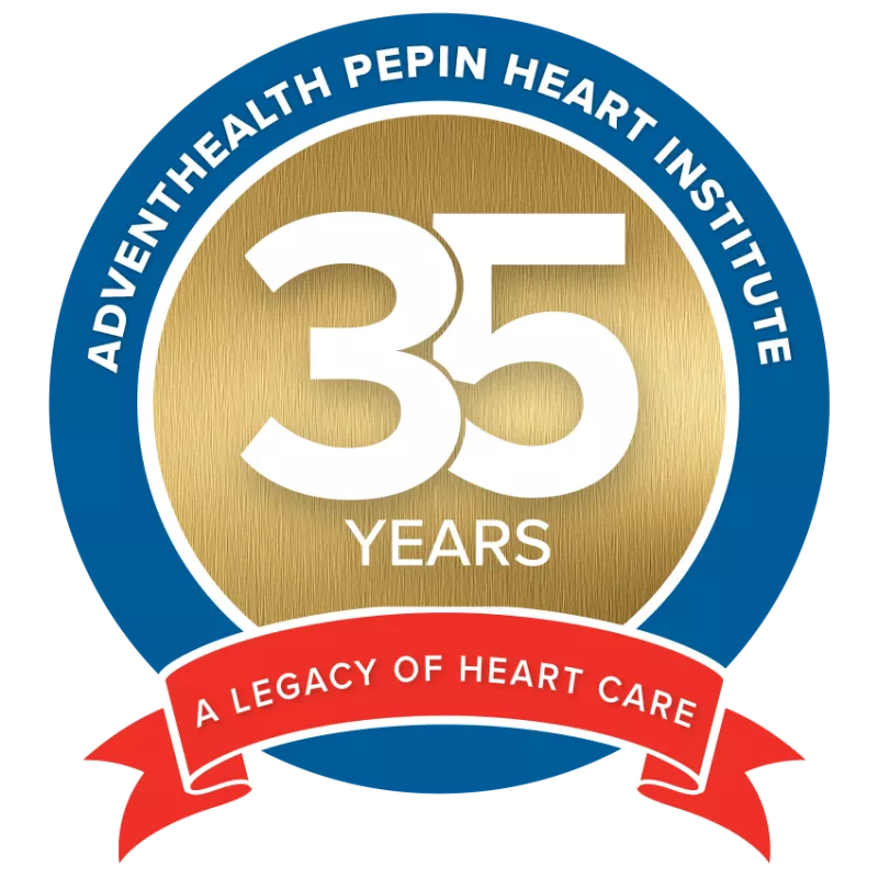 AdventHealth Pepin Heart Institute 35 Years Anniversary logo.