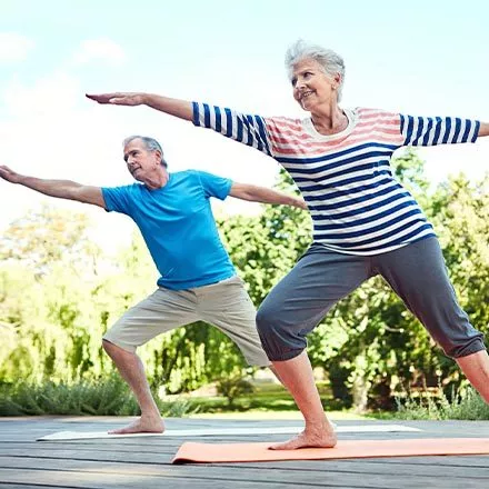 Senior adults stretching